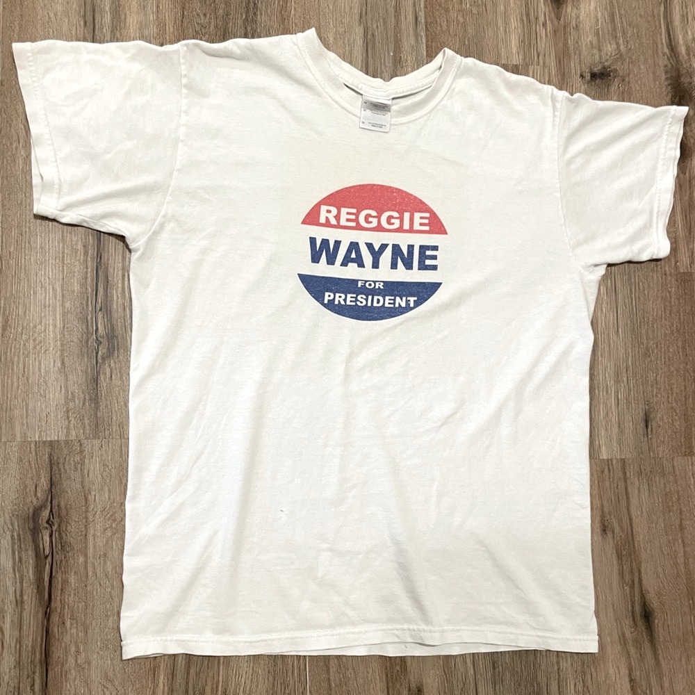 Medium Indiana Colts Gildan Tee—Red,White&Blue “Reggie Wayne for President”